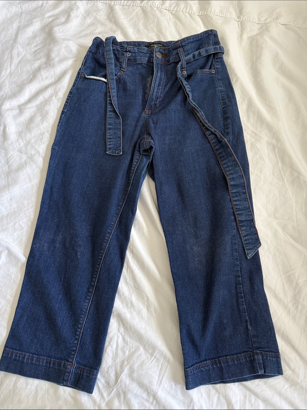 Banana Republic Factory Dark Blue Cropped Wide-Leg Jeans